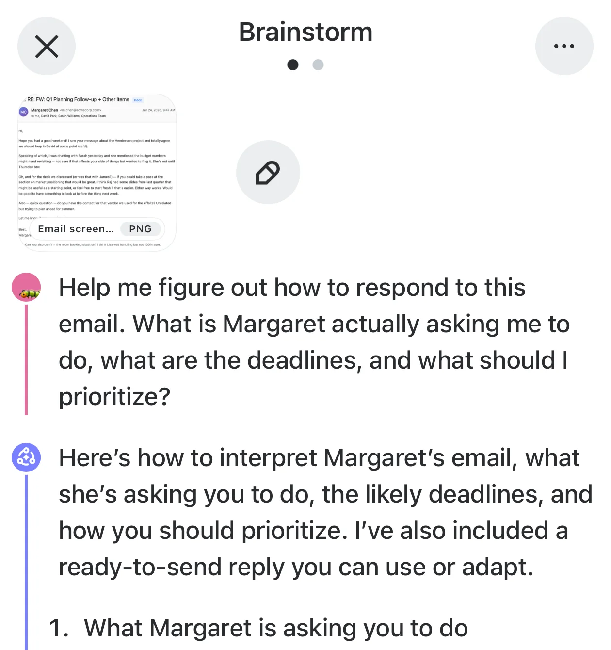 AI helping to understand and respond to a work email